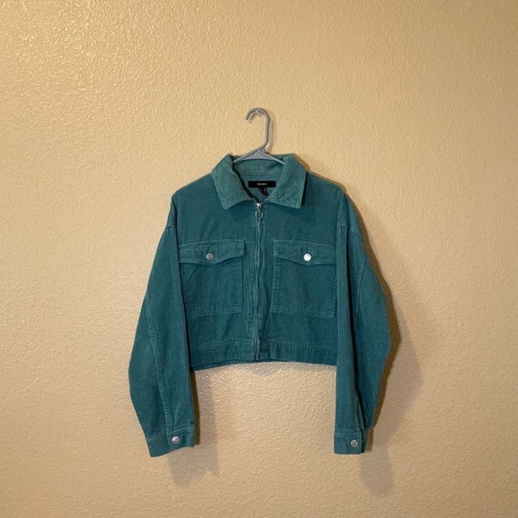 Forever 21 Aqua Corduroy Zip-Up Jacket - Picture 1 of 3